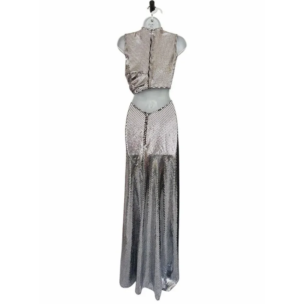 Sid Neigum Disco Tripple Loop Dress in Mirrored Silver Size S